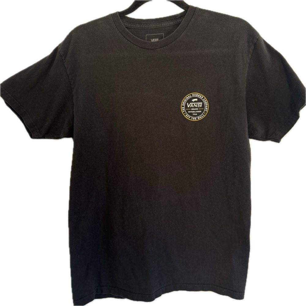 VANS OFF THE WALL T shirt Black Circle Logo Sz M Black Y2k Gen X Skateboards SoC